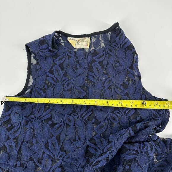 Free People Blue Lace Translucent Sleeveless Dress Lace overlay Size XS - Picture 12 of 12